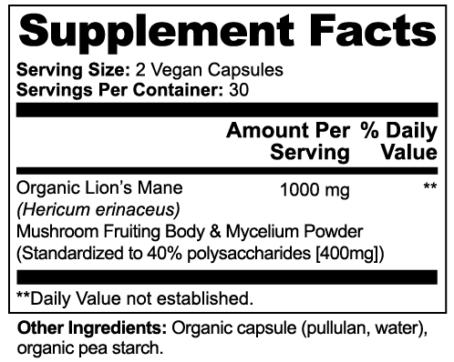 Organic Lion's Mane Mushroom -1000 mg