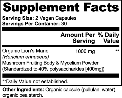 Organic Lion's Mane Mushroom -1000 mg